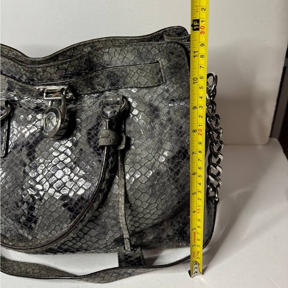 Michael Kors Large Hamilton Python-Print Leather Tote Shoulder Satchel Bag - Picture 8 of 12